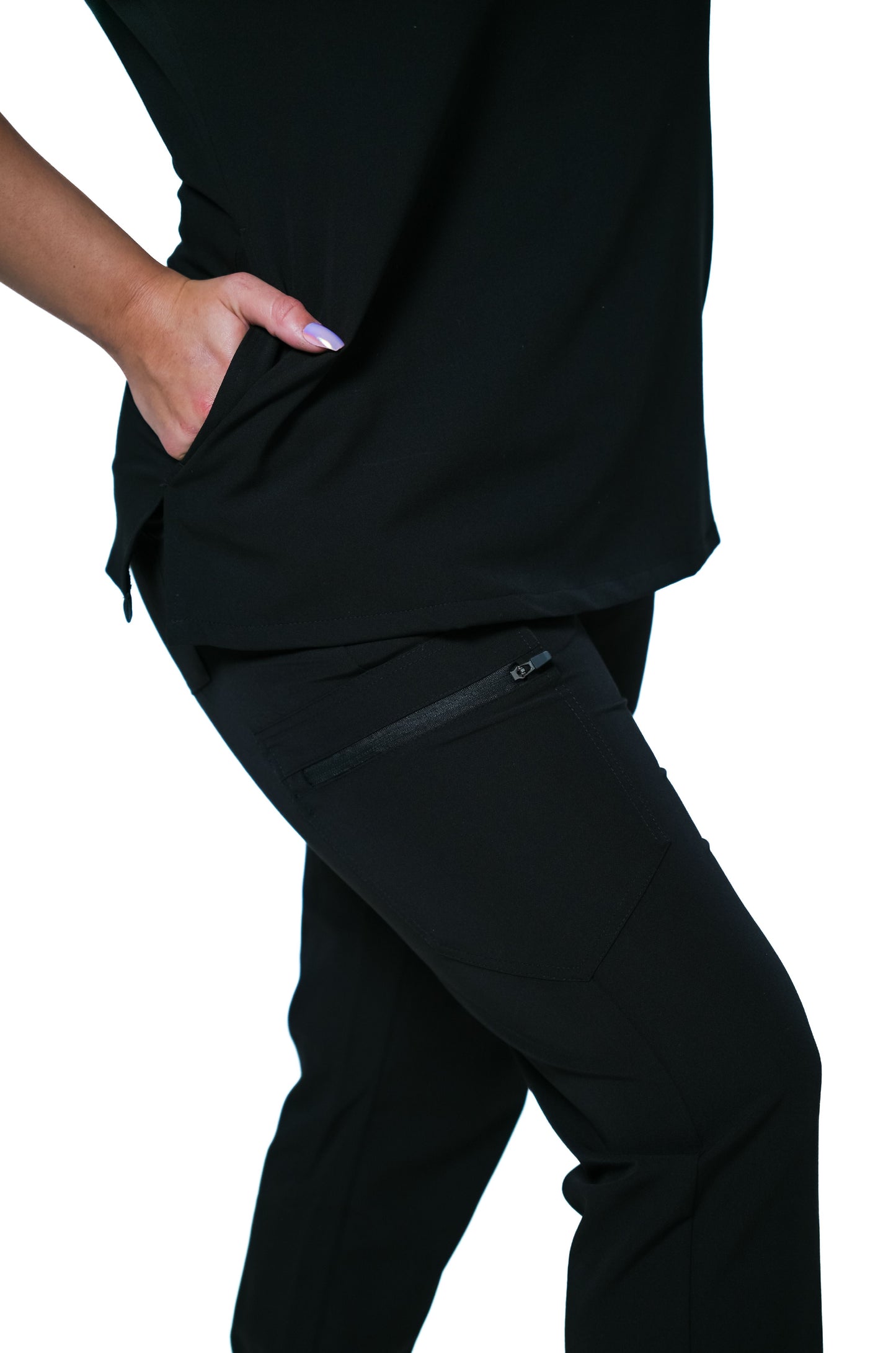 RAKI Three Pocket Scrub Top - Black