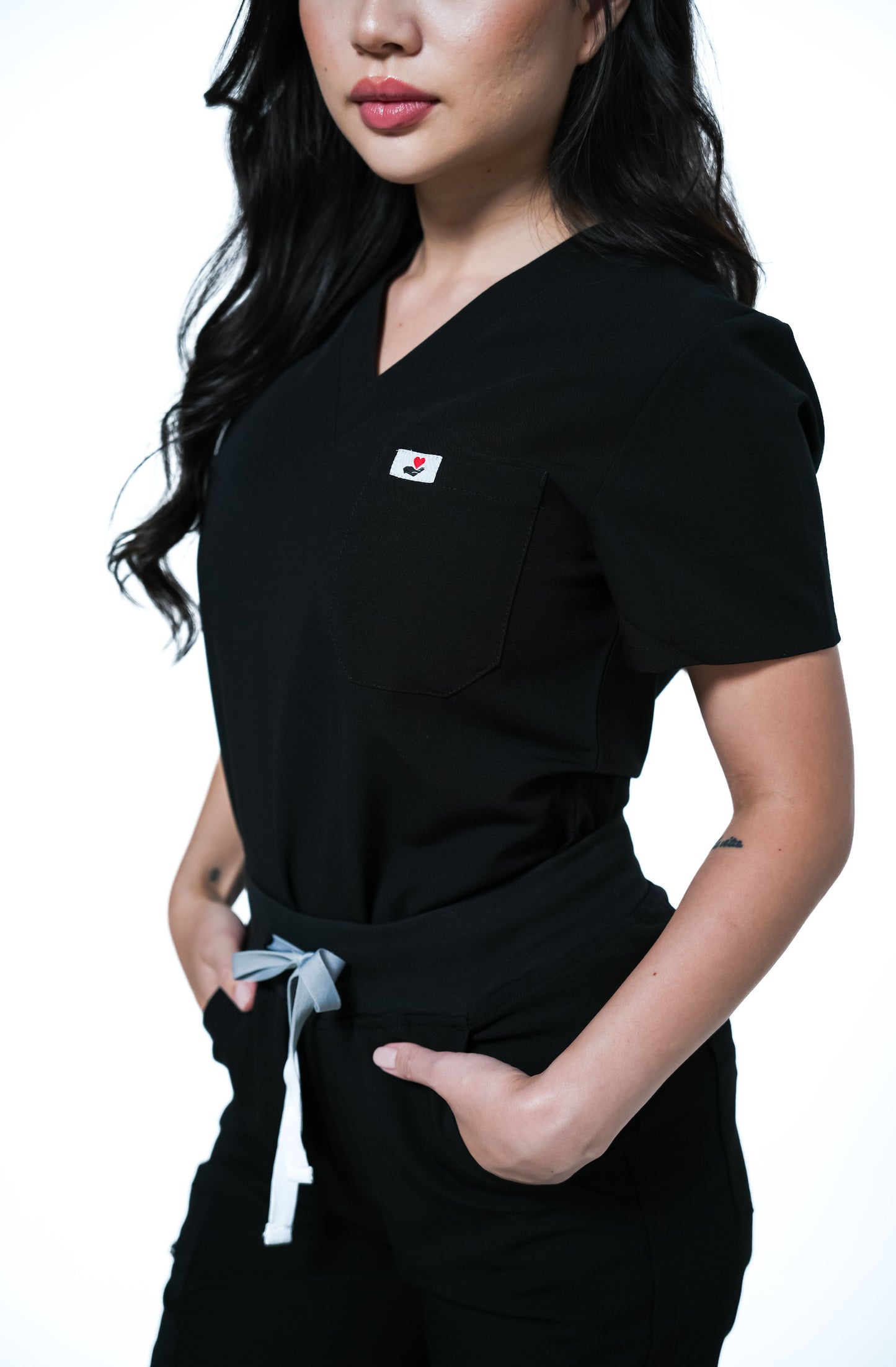 RAKI Three Pocket Scrub Top - Black