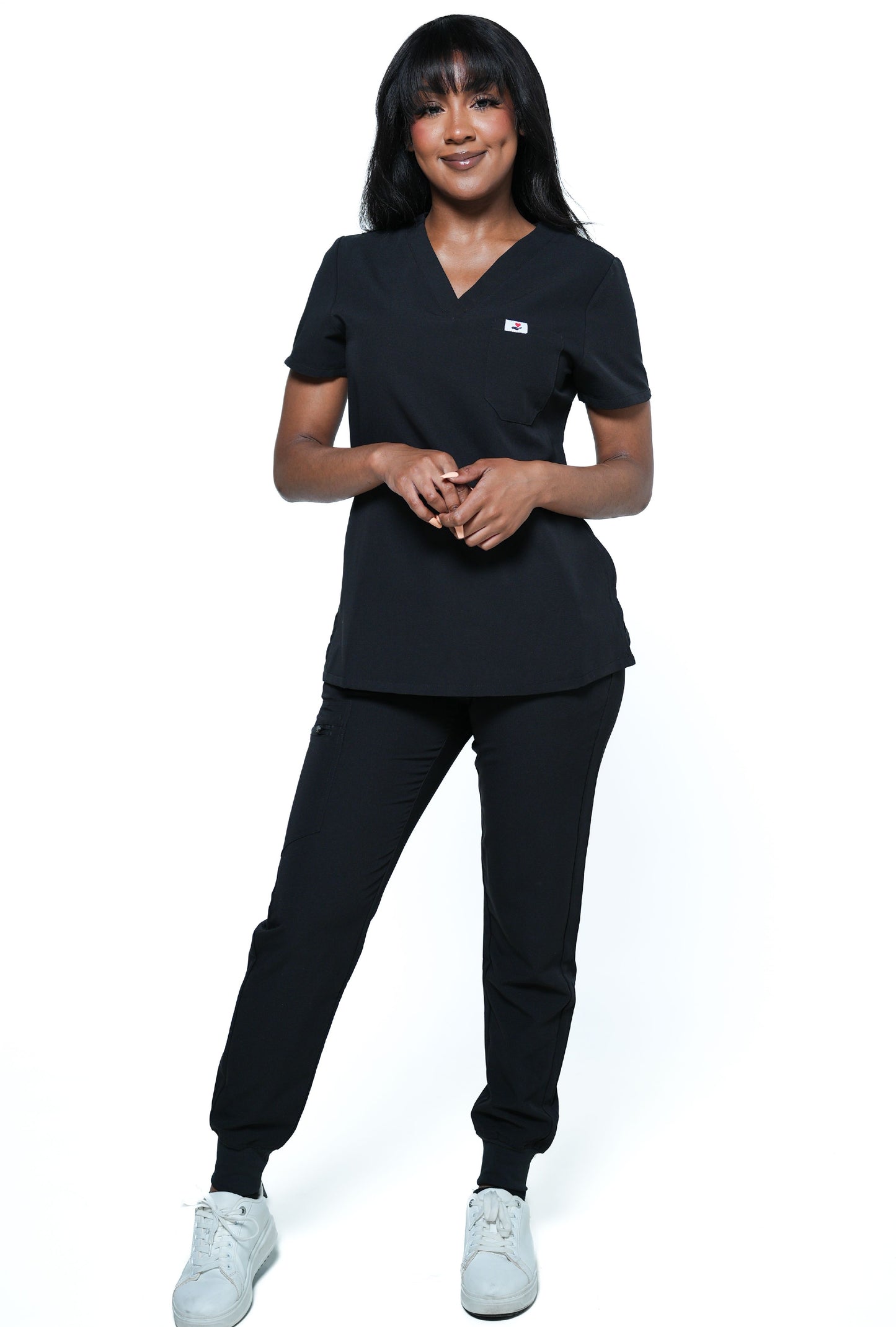 RAKI Three Pocket Scrub Top - Black