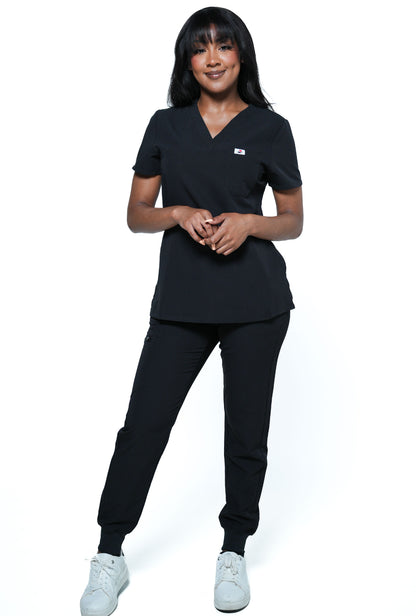 RAKI Three Pocket Scrub Top - Black