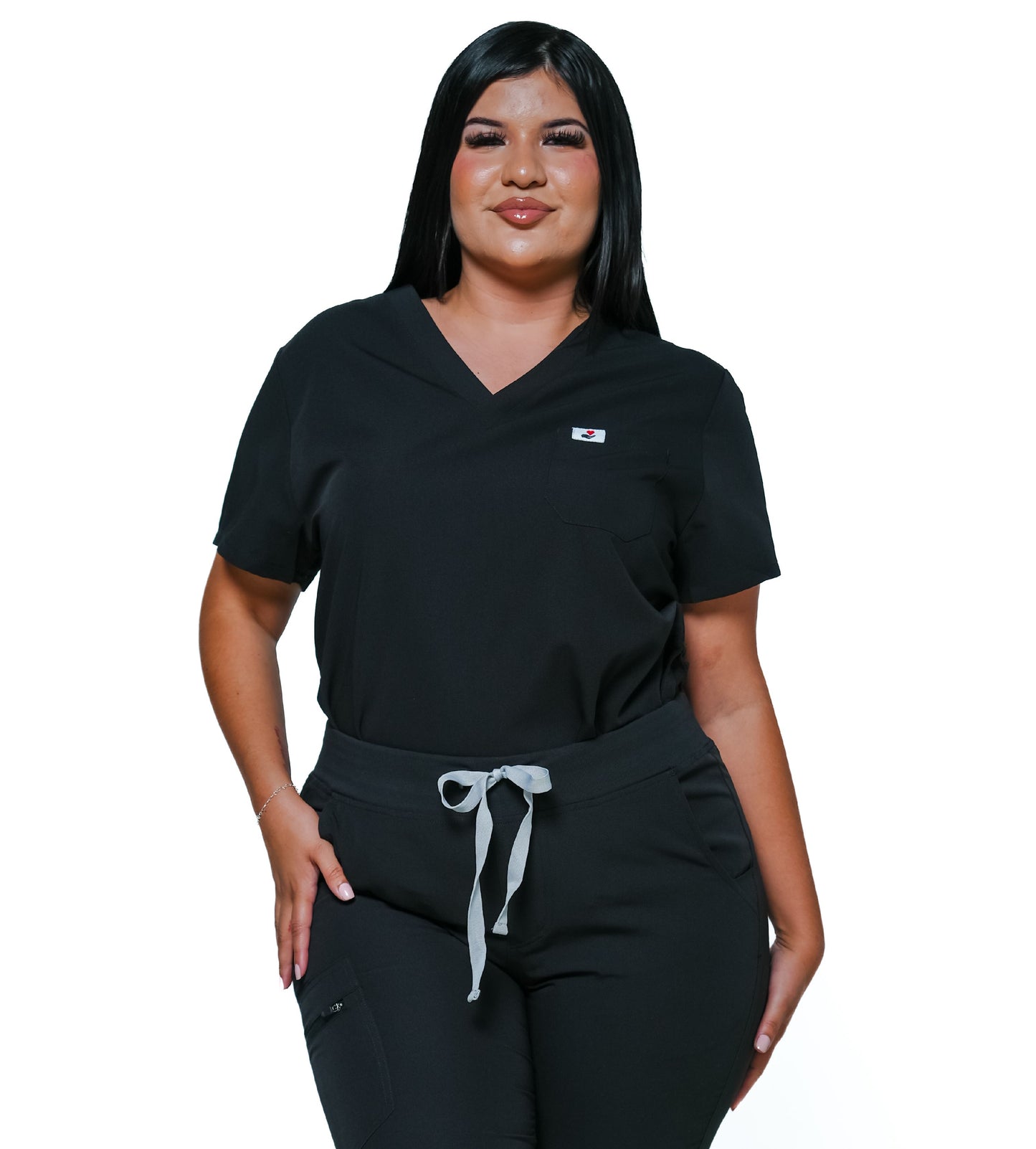 RAKI Three Pocket Scrub Top - Black