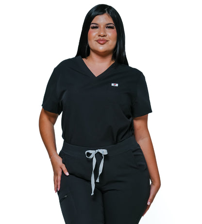 RAKI Three Pocket Scrub Top - Black