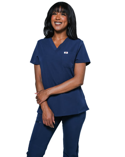 RAKI Three Pocket Scrub Top - Navy