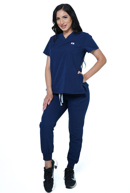 RAKI Three Pocket Scrub Top - Navy