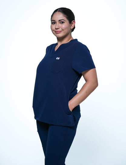 RAKI Three Pocket Scrub Top - Navy