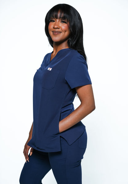 RAKI Three Pocket Scrub Top - Navy