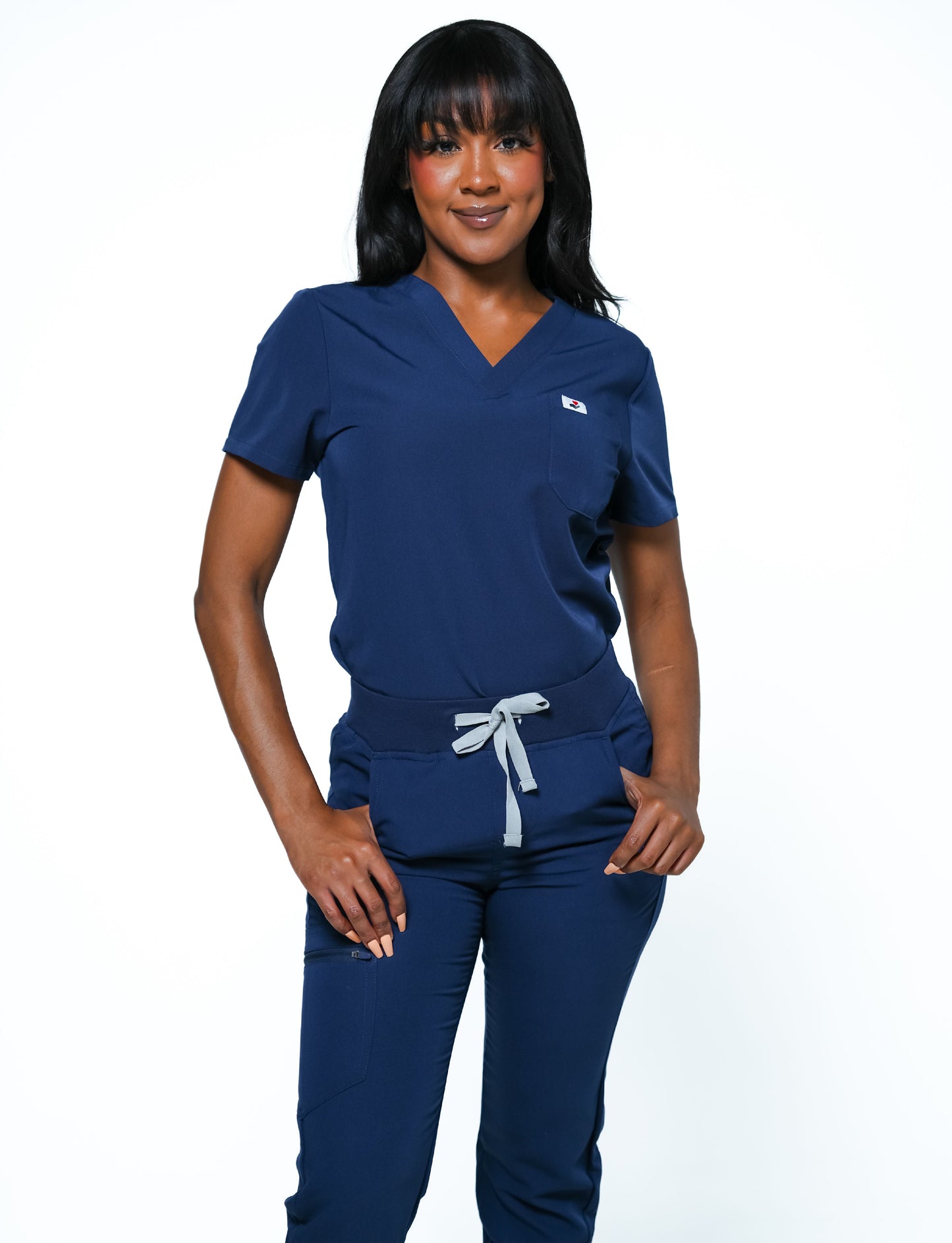 RAKI Three Pocket Scrub Top - Navy